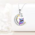 wholesale 925 Sterling Silver Purple Owl Moon Necklace With Stars And Crystal Charm-0-4