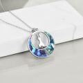 wholesale 925 Sterling Silver Round Abalone Shell Bat Pendant Necklace for Women Girls  45cm Chain Length-0-3