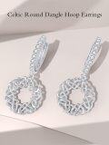 wholesale 925 Sterling Silver Celtic Knot Dangle Hoop Earrings with Cubic Zirconia for Women Gifts-0-3