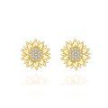 wholesale 14k Gold Sunflower Cubic Zirconia Stud Earrings For Women-0-0