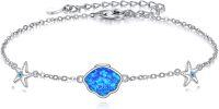 wholesale 925 Sterling Silver Blue Fire Opal Starfish Charm Anklet Beach Ocean  for Women-A-Shell
