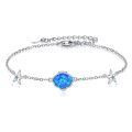 wholesale 925 Sterling Silver Blue Fire Opal Starfish Charm Anklet Beach Ocean  for Women-0-0
