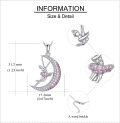 wholesale 925 Sterling Silver Pink Crystal Moon Ballet Dancer Pendant Necklace-0-4