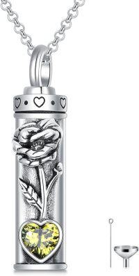 wholesale 925 Sterling Silver Birthstone Floral Bar Urn Necklace for Ashes  Char-08-August-Poppy