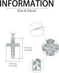 wholesale 925 Sterling Silver Green Leaf Patterned Cross Pendant Necklace for Women Faith  for Mom Wife Daughter Sister-0-5