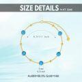 wholesale 14K Gold Blue Stone Beaded Chain Anklet for Women - Adjustable Size-0-4