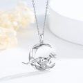 wholesale 925 Sterling Silver Origami Moon Dinosaur Pendant Necklace for Women - Unique T-Rex Charm -0-1