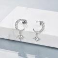 wholesale 925 Sterling Silver AAA Cubic Zirconia Elegant Sparkle Star Moon Dangle Drop Earrings for Women, Hypoallergenic Jewelry Gift-0-3