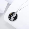 wholesale 925 Sterling Silver Virgo Zodiac Maiden Black Onyx Oval Pendant Necklace-0-4