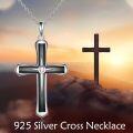 wholesale 925 Sterling Silver 925 Black Onyx & CZ Cross Pendant Necklaces for Women/Men-0-1