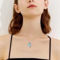 wholesale 925 Sterling Silver Blue Crystal Mother & Child Dolphins Pendant Necklaces Gift for Women Girls-0-4