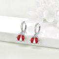 wholesale 925 Sterling Silver Red Enamel Ladybug Drop Earrings Gift for Girls and Women-0-3