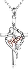 wholesale 925 Sterling Silver Heart Pendant with I Love You and Cubic Zirconia - Mothers Day Gift for Mom Grandmother-0-0