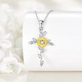 wholesale 925 Sterling Silver Sunflower Cross Pendant Necklace for Women - Faith & Luck Charm s-0-2