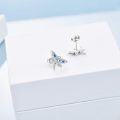 wholesale 925 Sterling Silver Dragonfly Stud Earrings with Blue Crystal for Women s-0-4