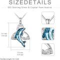 wholesale 925 Sterling Silver Blue Crystal Dolphin Pendant Necklace Gift for Women and Girls-0-4