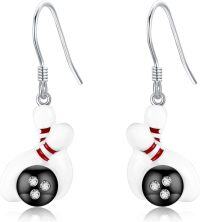 wholesale 925 Sterling Silver Bowling Ball Dangle Earrings Sports  for Her-Bowling