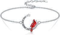 wholesale TOUPOP Cardinal Bracelet For Women Sterling Silver Moon Cardinal Gifts Red Bird Memorial Jewelry Gifts, Medium -undefined