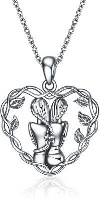 wholesale 925 Sterling Silver Abalone Shell & Turquoise Tree of Life Pendant Necklace for Sisters-Sister Heart Necklace