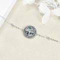 wholesale 925 Sterling Silver Compass Bracelet With Blue Mother Of Pearl And Crystal Centerpiece-0-4