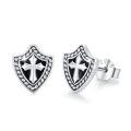wholesale 925 Sterling Silver Shield Cross Stud Earrings - Religious Jewelry for Women and Men-0-0