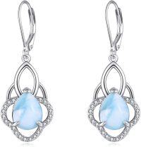 wholesale Sterling Silver Moonstone Moss Agate Lapis Larimar Emerald Peridot Opal Dangle Earrings-Larimar B