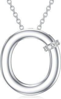 wholesale 925 Sterling Silver WG 925 Sterling Silver Natural Diamond A Z Letter Necklace for Women-O