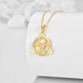wholesale 14K Gold Triquetra Trinity Knot Pendant Necklace with Cubic Zirconia Stones for Women Irish s-0-2