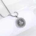 wholesale 925 Sterling Silver Valknut Norse Symbol Pendant Necklace with Rune Circle and Greek Key Design-0-1