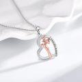 wholesale 925 Sterling Silver Heart Fairy Dance Pendant Necklace with Rose Gold Plated Elements and Cubic Zirconia Stones - I Love You Forever Message Chain s for Her-0-2