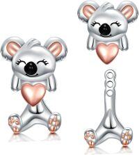 wholesale Sterling Silver Animal Stud Earrings Cute Axolotl Cow Pig Koala Frog Bulldog Panda Highland Cow Bee Cat for Women Christmas Birthday-01-Adjustable Koala