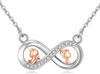 wholesale 925 Sterling Silver Infinity Love Girls Silhouette Swarovski Crystal Pendant Necklace-B-2 Sisters