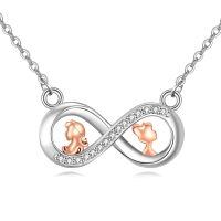wholesale 925 Sterling Silver Infinity Pendant With Rose Gold Charm And Cz Stones-B-2 Sisters