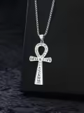TOUPOP 925 Sterling Silver Ankh Cross Pendant Egyptian Protection Jewelry Gift-0-2