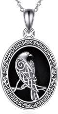 wholesale 925 Sterling Silver Metal Onyx Raven Pendant Necklace for Women and Men-0-0