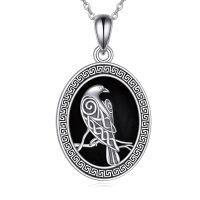 wholesale 925 Sterling Silver Metal Onyx Raven Pendant Necklace for Women and Men-Raven