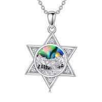 wholesale 925 Sterling Silver Star Of David Pendant With Enamel And Crystal Accents-02-Star of David Mountain