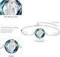 wholesale 925 Sterling Silver Blue Crystal Horse Head Heart Charm Bracelet for Women Girls Gifts-0-4