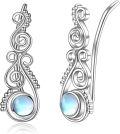 wholesale 925 Sterling Silver Moonstone Swirl Star Drop Dangle Hook Studs Hoop Earrings for Women Girls  4cm Long-0-0