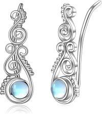 wholesale 925 Sterling Silver Moonstone Swirl Star Drop Dangle Hook Studs Hoop Earrings for Women Girls  4cm Long-Spiral
