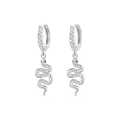 wholesale 925 Sterling Silver Gold-Plated Green Stone Snake Drop Hoop Earrings Wholesale for Women - Hypoallergenic  4cm Long-0-0