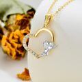 wholesale 14k Gold Two Tone Cz Angel Open Heart Pendant Necklace For Women-0-2