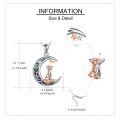 wholesale 925 Sterling Silver Crescent Moon Fox Pendant Necklace-0-4