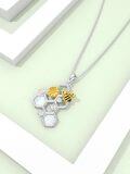 wholesale 925 Sterling Silver Opal Bee Honeycomb Flower Pendant Necklace for Women-0-6