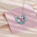 wholesale 925 Sterling Silver Horse Horseshoe Turquoise Gemstone Pendant Necklace s for Women and Girls-0-3