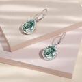 wholesale 925 Sterling Silver Teardrop Green Moss Agate Dangle Earrings Hypoallergenic  for Women and Girls-0-4