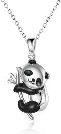 wholesale 925 Sterling Silver Cute Red Panda Raccoon Cow Pendant Necklace for Women-0-0