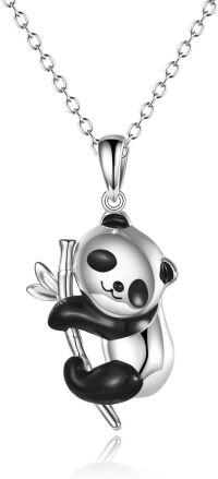 wholesale 925 Sterling Silver Cute Red Panda Raccoon Cow Pendant Necklace for Women-panda necklace