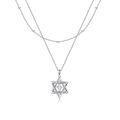 wholesale 925 Sterling Silver Cross & Star of David Layered Pendant Necklace for Women Girls Gifts-0-0