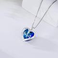 wholesale 925 Sterling Silver Blue Heart Shape Crystals Angel Numbers Pendant Necklace for Women Gifts-0-4